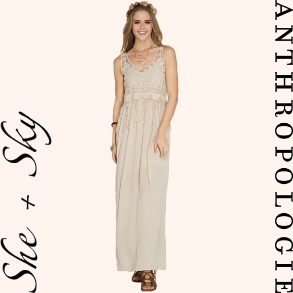 "Cath" Strappy Maxi w Crochet Lace Removable Top - Picture 2 of 6
